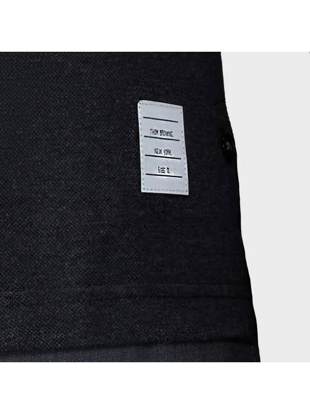 Men's Three Stripes Pocket Mercerized Short Sleeve Polo Shirt Dark Grey - THOM BROWNE - BALAAN 4