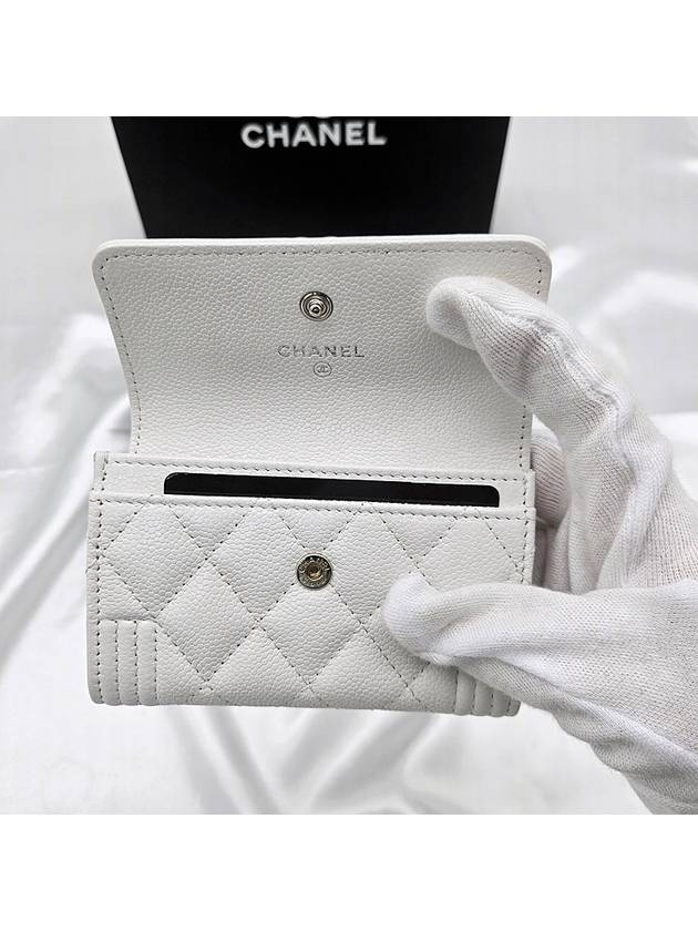 Boy Classic Snap Flap Card Wallet Caviar Gold Silver A80603 - CHANEL - BALAAN 5