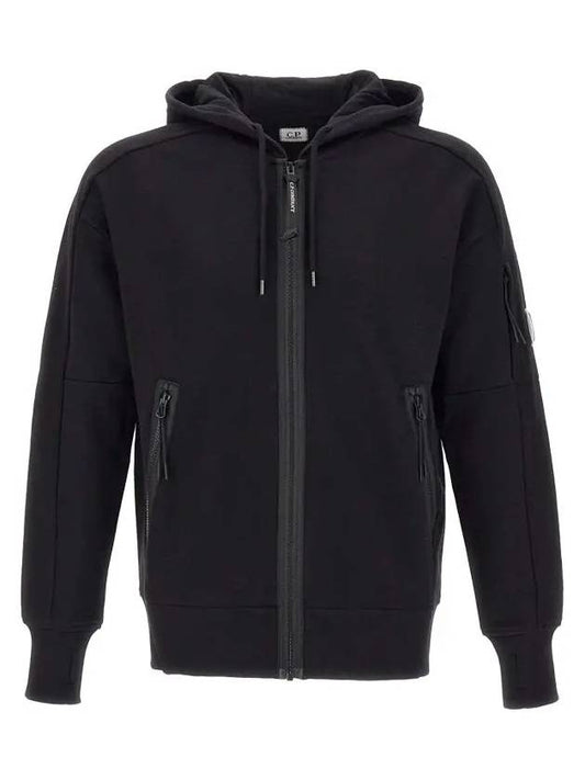 Diagonal Raised Fleece Hooded Jacket Black - CP COMPANY - BALAAN 2