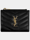 Cassandre Matelasse Grain De Poudre Embossed Leather Half Wallet Black - SAINT LAURENT - BALAAN 7