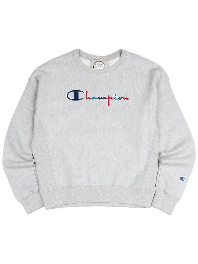 Reverse Weave Script Logo Crewneck Sweatshirt Oxford Grey - CHAMPION - BALAAN 4