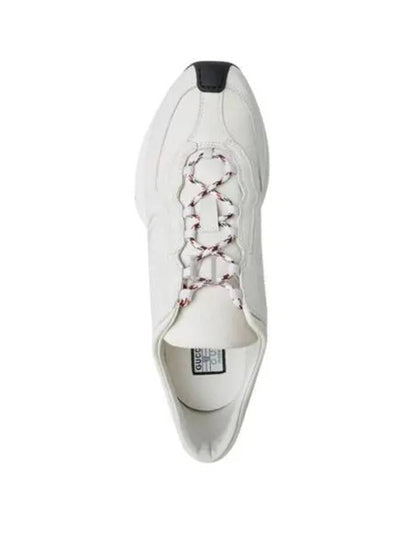 Run Embroidered Logo Lace-Up Leather Low Top Sneakers White - GUCCI - BALAAN 2