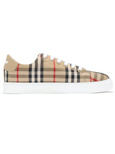 Vintage Check and Leather Sneakers Archive Beige - BURBERRY - BALAAN 2