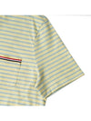 Striped Jersey Pocket Short Sleeve T-Shirt Green Yellow - THOM BROWNE - BALAAN 6