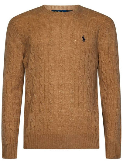 Embroid Logo Cable Knit Top Camel Melange - POLO RALPH LAUREN - BALAAN 2