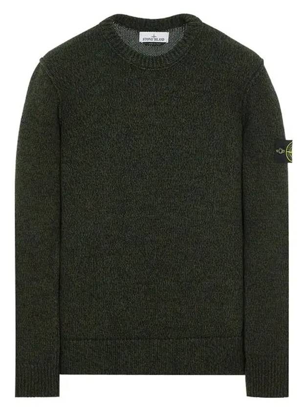 Loose Fit Crew Neck Wool Knit Top Black - STONE ISLAND - BALAAN 2