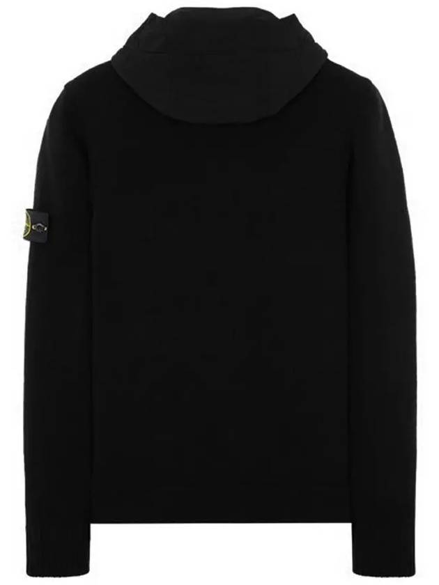 Waffen Patch Knit Zip Up Hoodie Black - STONE ISLAND - BALAAN 4