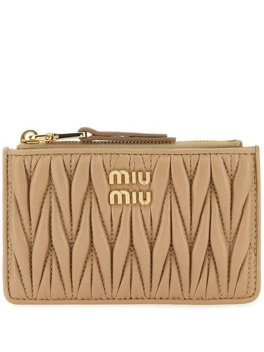 Matelasse Leather Envelope Card Wallet Beige - MIU MIU - BALAAN 1