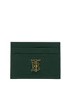 TB Logo Grained Leather Card Wallet Green - BURBERRY - BALAAN 1