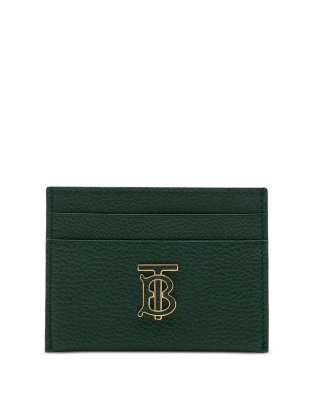 TB Logo Grained Leather Card Wallet Green - BURBERRY - BALAAN 1