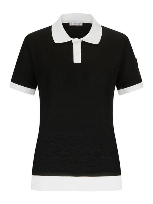 Arm Logo Patch Polo Shirt Black White - MONCLER - BALAAN.