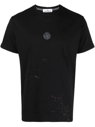 Compass Logo Print Short Sleeve T-Shirt Black - STONE ISLAND - BALAAN 1