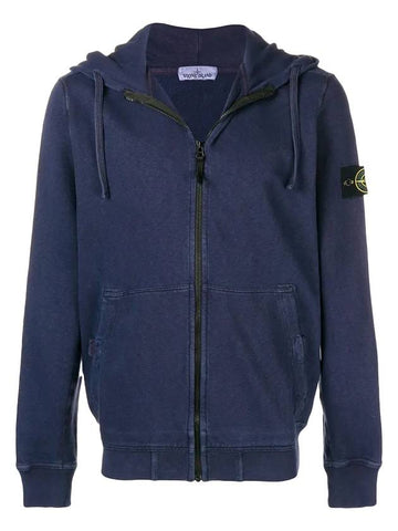 Men's Wappen Patch Hooded Zip Up Navy - STONE ISLAND - BALAAN 1