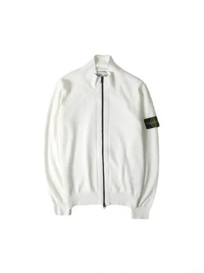 Wappen Patch Cotton Zip-Up Cardigan White - STONE ISLAND - BALAAN 2