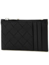 Intrecciato Zipper Leather Card Wallet Black - BOTTEGA VENETA - BALAAN 3