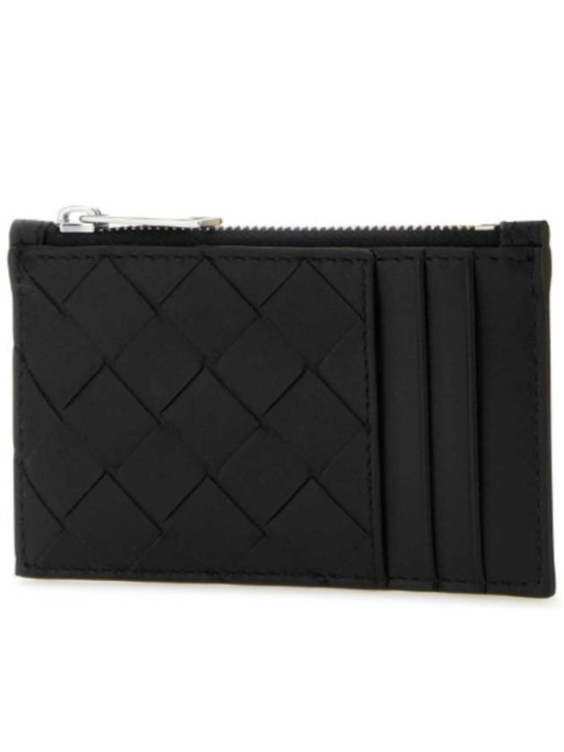 Intrecciato Zipper Leather Card Wallet Black - BOTTEGA VENETA - BALAAN 3