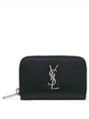 Monogram Zipper Silver Card Wallet Black - SAINT LAURENT - BALAAN 2