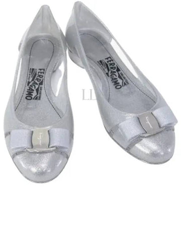 Ferragamo Vara Bow Women s Jelly Flat Shoes SILVER 0726366 - SALVATORE FERRAGAMO - BALAAN 1