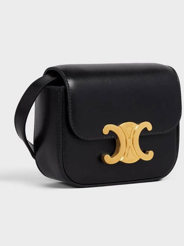 Triomphe Small Shiny Calfskin Cross Bag Black - CELINE - BALAAN 4