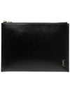 Tiny Gold Monogram Logo Medium Clutch Bag Black - SAINT LAURENT - BALAAN 1