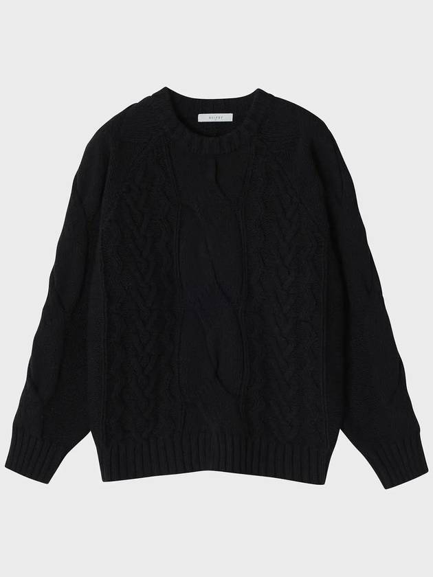 Heavy Multi Cable Knit Top Black - NOIRER FOR WOMEN - BALAAN 3