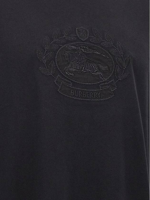 Embroidered Logo Cotton Short Sleeve T-Shirt Black - BURBERRY - BALAAN 5