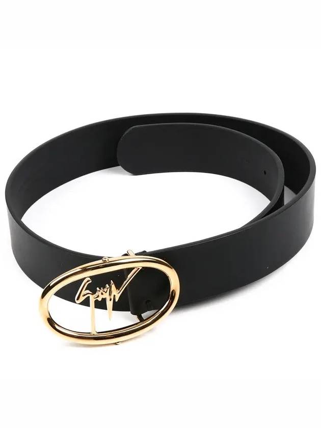 Gold logo leather belt black IAU7029 - GIUSEPPE ZANOTTI - BALAAN 4