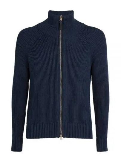 Silk Cotton Funnel Neck Zip Up Jacket Royal Blue - TOM FORD - BALAAN 2