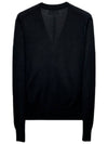 heart logo V-neck wool cardigan black - AMI - BALAAN 3