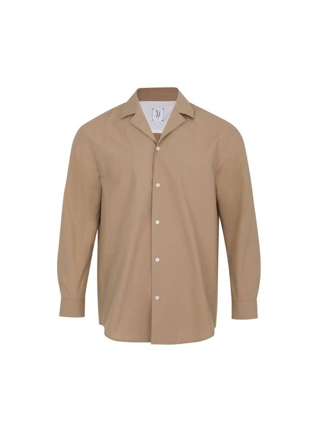 Men's Open Collar Long Sleeve Shirt Dark Beige SW21ESH07DI - SOLEW - BALAAN 1