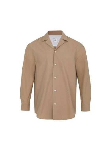 Open Collar Long Sleeve Shirt Dark Beige - SOLEW - BALAAN 1