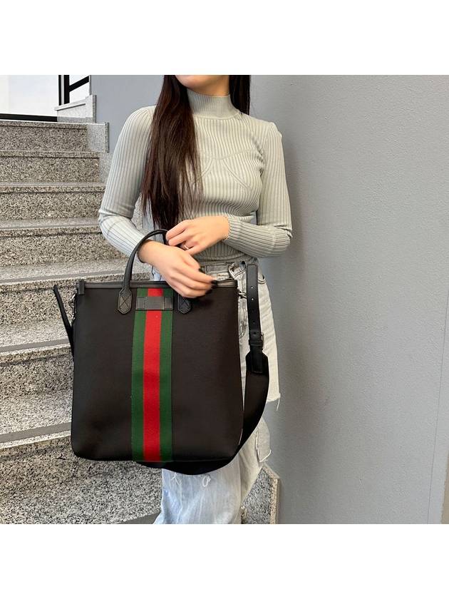 Stripe Two Way Tote Bag Black - GUCCI - BALAAN 3