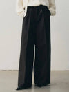 Heavy Chino One Tuck Wide Pants Black - NOIRER FOR WOMEN - BALAAN 1