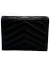 Casandra Matelasse Quilted Lambskin Flap Card Wallet Black - SAINT LAURENT - BALAAN 3