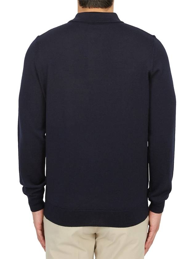 Men's Jerry Wool Long Sleeve Polo Shirt Navy - A.P.C. - BALAAN 5