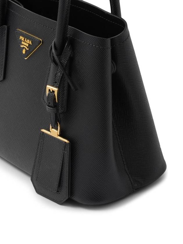 Double Saffiano Leather Mini Bag Black - PRADA - BALAAN 5