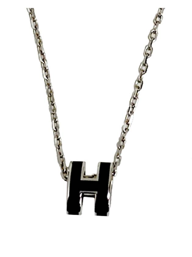 Mini Pop H Pendant Necklace Palladium Noir Silver - HERMES - BALAAN 6