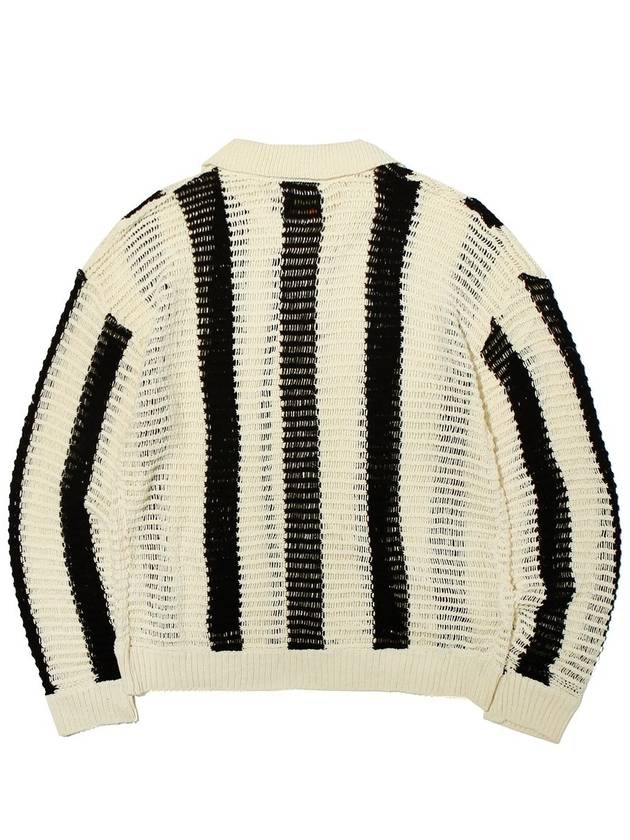 Stripe Netted Cotton Cardigan Black - OGARP - BALAAN 3