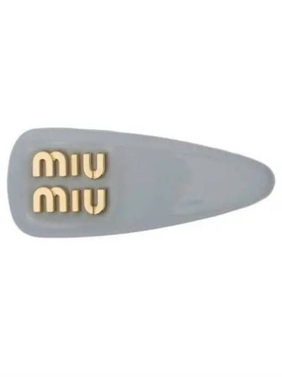 Logo Patent Leather Hair Clip Blue - MIU MIU - BALAAN 2