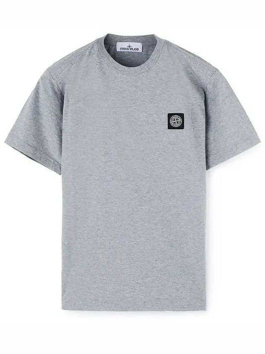 Logo Patch Cotton Short Sleeve T-Shirt Dust Melange Grey - STONE ISLAND - BALAAN 2