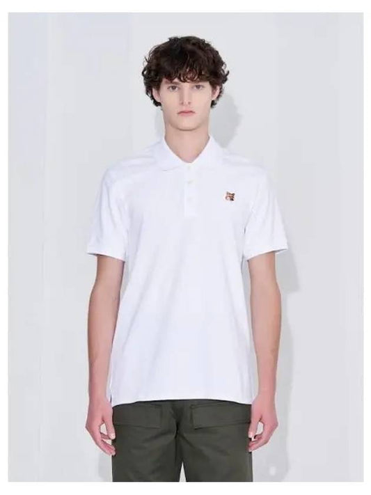 Unisex Foxhead Patch Classic Polo T shirt White Contemporary Domestic Product - MAISON KITSUNE - BALAAN 1