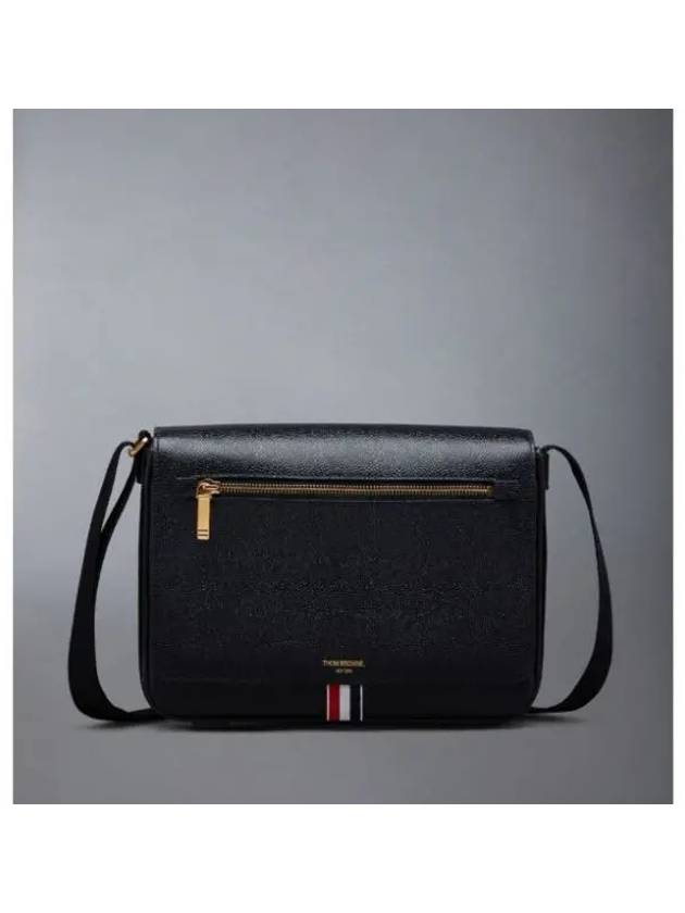 Tonal Strap Leather Reporter Cross Bag Black - THOM BROWNE - BALAAN 2