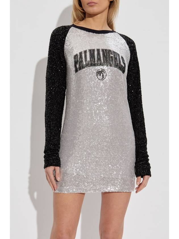 Palm Angels Sequin Dress, Women's, Silver - PALM ANGELS - BALAAN 3