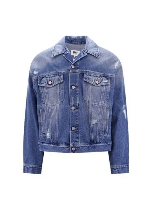 Distressed Cotton Denim Jacket Blue - MAISON MARGIELA - BALAAN 2