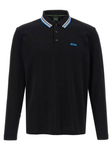 Logo Long Sleeve Polo Shirt Black - HUGO BOSS - BALAAN 1