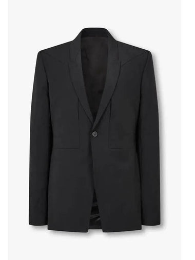 MEN Fog Pocket Wool Single Jacket Black - RICK OWENS - BALAAN 1