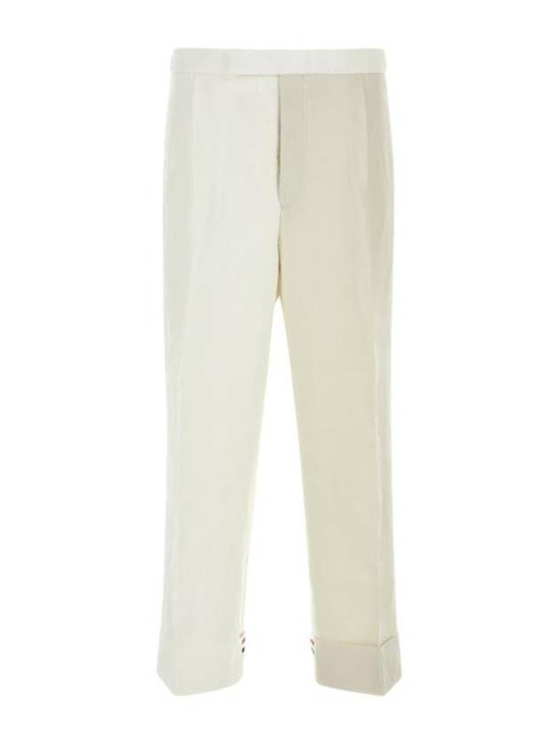 Men's Side Tab Straight Pants White - THOM BROWNE - BALAAN 2