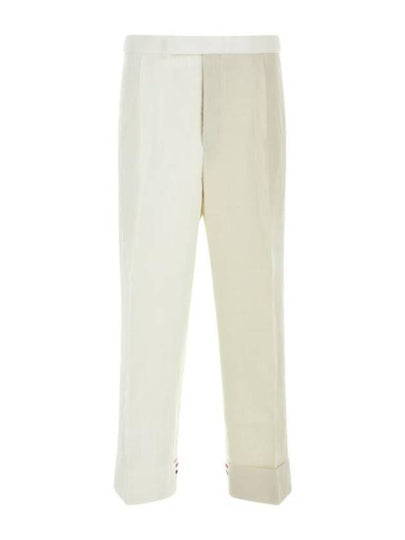 Men's Side Tab Straight Pants White - THOM BROWNE - BALAAN 2