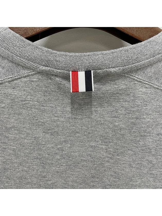 4-Bar Striped Cotton Short Sleeve T-Shirt Light Grey - THOM BROWNE - BALAAN 9