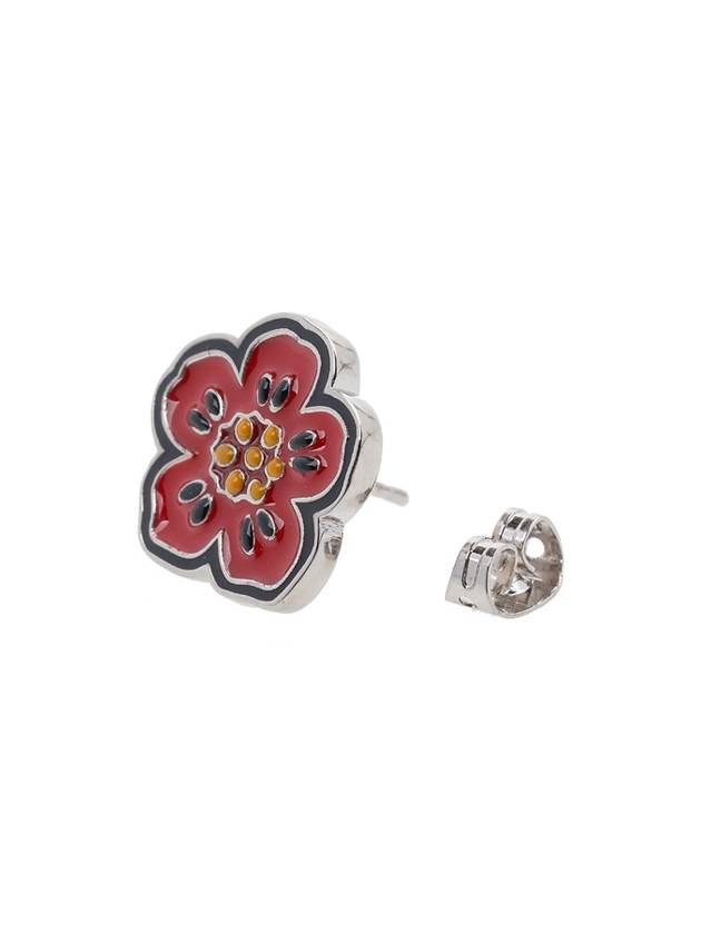 Bokeh Flower Brass Earrings Medium Red - KENZO - BALAAN 6